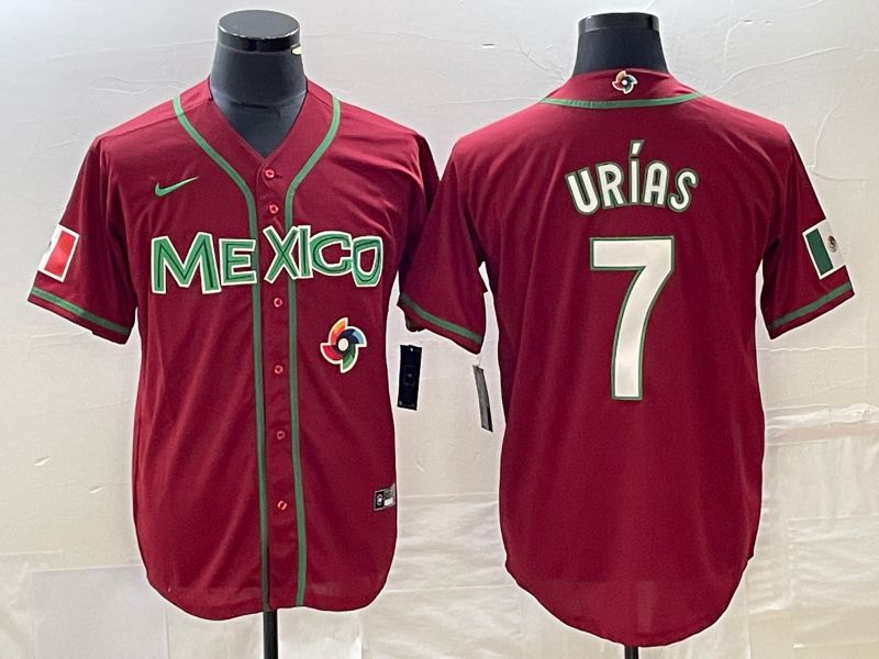 Men 2023 World Cub Mexico #7 Urias Red white Nike MLB Jersey13->more jerseys->MLB Jersey